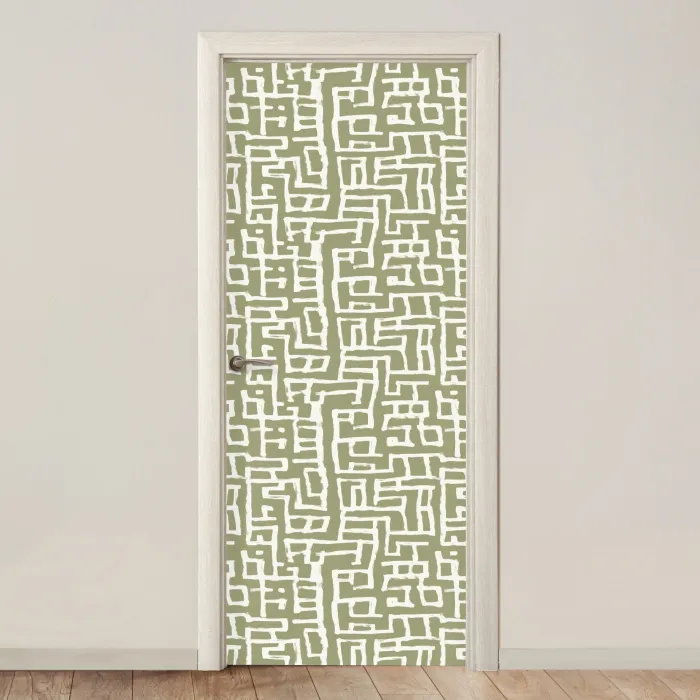 Grafisch - Patroon - Groen deurposter klein 289 -3d_beige