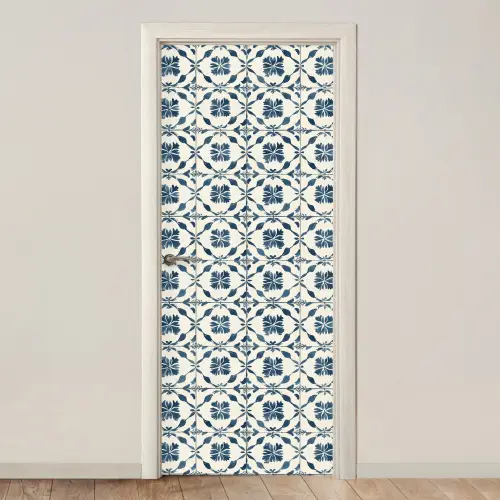 Grafisch - Tegel - Blauw deurposter klein 289 -3d_beige
