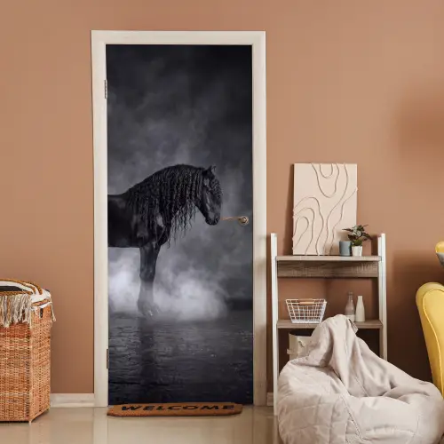 Paard - Magisch - Zwart deurposter klein -sfeer1