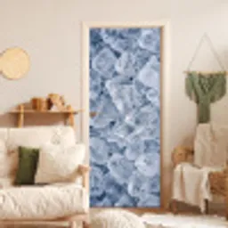 Ijsblokjes - Water - Blauw deurposter klein -sfeer2