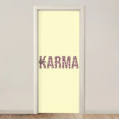 Karma - Luipaardprint - Geel deurposter klein -3d_beige