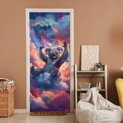 Koala - Dier - Zonnebril - Wolken deurposter klein -sfeer1