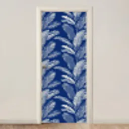 Blad - Palm - Blauw deurposter klein 289 -3d_beige