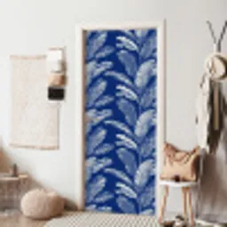 Blad - Palm - Blauw deurposter klein 289 -sfeer6