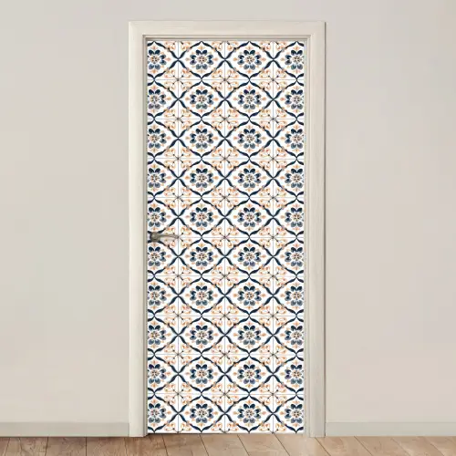 Bladvorm - Patroon - Kleurrijk deurposter klein 289 -3d_beige