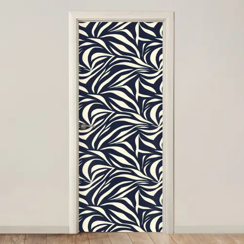 Bladvormen - Blauw - Patroon - Wit deurposter klein 289 -3d_beige