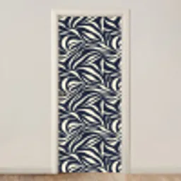 Bladvormen - Blauw - Patroon - Wit deurposter klein 289 -3d_beige