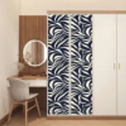 Bladvormen - Blauw - Patroon - Wit deurposter klein 289 -sfeer3
