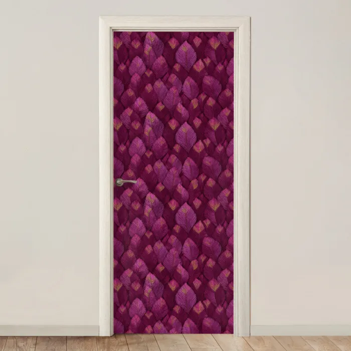 Bladeren - Patroon - Burgundy deurposter klein 289 -3d_beige