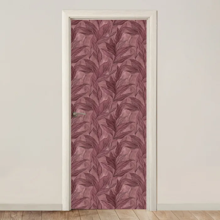 Bladeren - Patroon - Paars deurposter klein 289 -3d_beige
