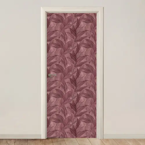 Bladeren - Patroon - Paars deurposter klein 289 -3d_beige