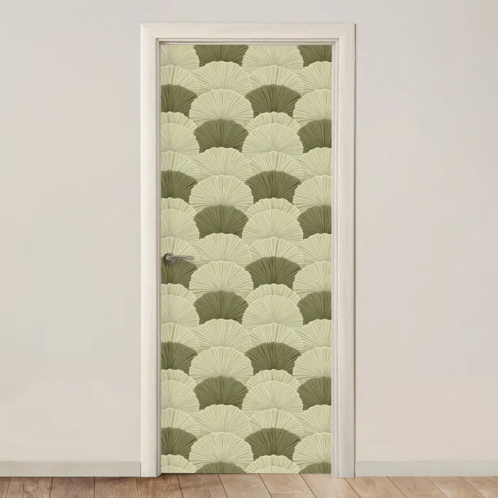 Bladeren - Structuur - Groen deurposter klein 289 -3d_beige