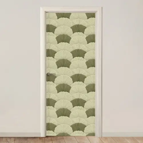 Bladeren - Structuur - Groen deurposter klein 289 -3d_beige