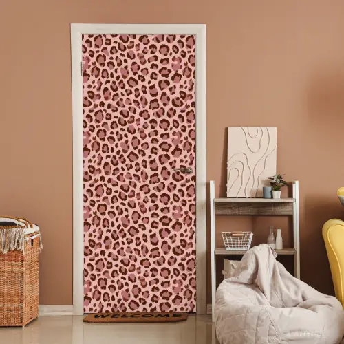 Luipaard - Patroon - Roze deurposter klein 289 -sfeer1