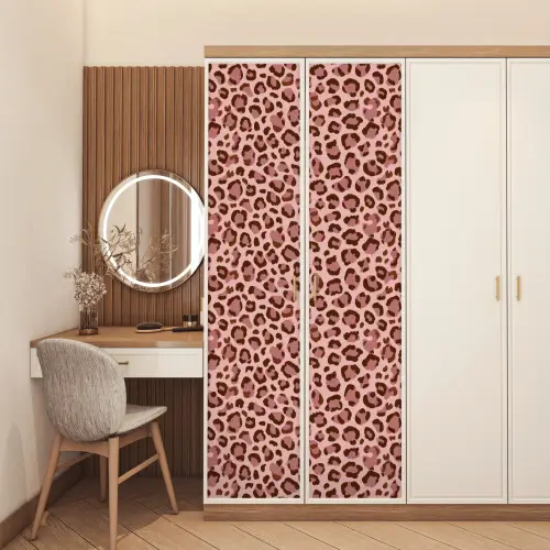 Luipaard - Patroon - Roze deurposter klein 289 -sfeer3