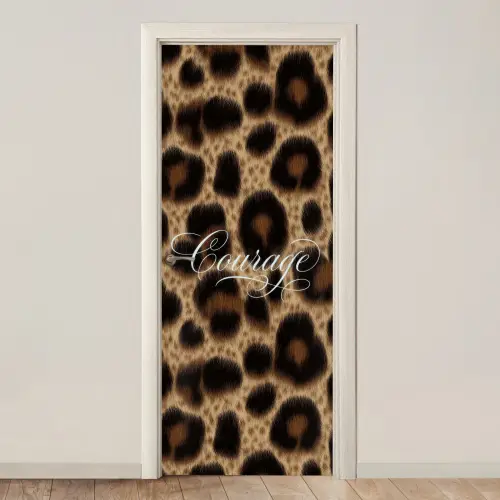 Luipaardprint - Bruin - Courage - Sierlijk deurposter klein -3d_beige