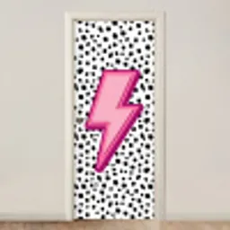 Bliksem - Roze - Stippen deurposter klein -3d_beige