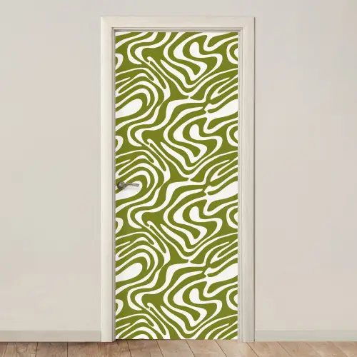 Lijnpatroon - Groen - Organisch deurposter klein 289 -3d_beige