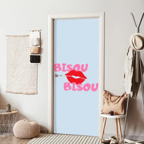 Lippen - Bisou - Blauw deurposter klein -sfeer6