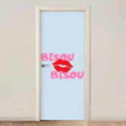 Lippen - Bisou - Blauw deurposter klein -3d_beige