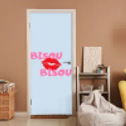 Lippen - Bisou - Blauw deurposter klein -sfeer1