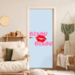 Lippen - Bisou - Blauw deurposter klein -sfeer2