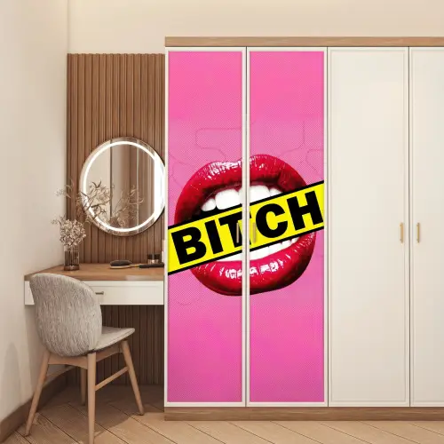 Lippen - Tekst - Kleurrijk deurposter klein -sfeer3
