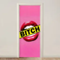 Lippen - Tekst - Kleurrijk deurposter klein -3d_beige