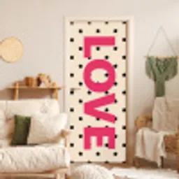 Love - Stippen - Roze deurposter klein -sfeer2