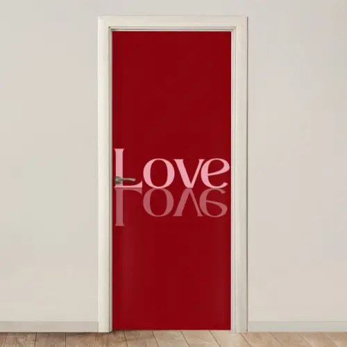 Love - Spiegeling - Rood deurposter klein -3d_beige
