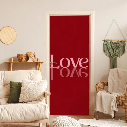 Love - Spiegeling - Rood deurposter klein -sfeer2