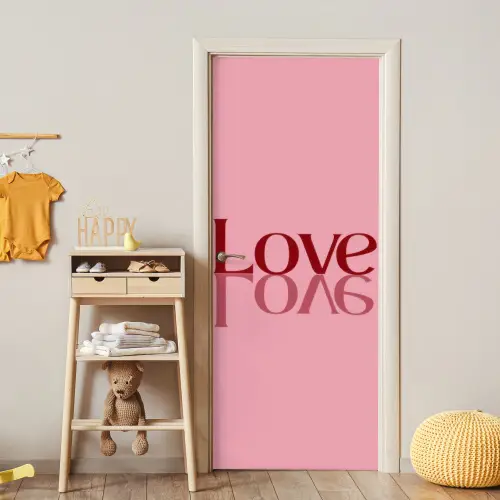 Love - Roze - Spiegeling deurposter klein -sfeer4