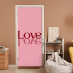 Love - Roze - Spiegeling deurposter klein -sfeer1