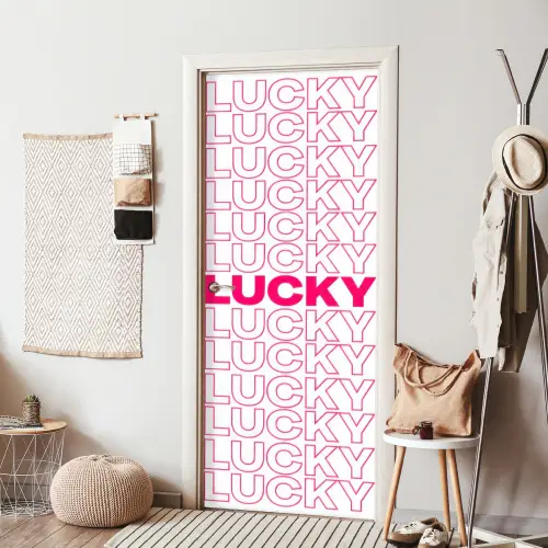 Lucky - Roze - Patroon deurposter klein -sfeer6