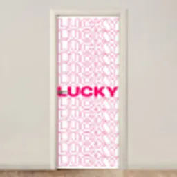Lucky - Roze - Patroon deurposter klein -3d_beige