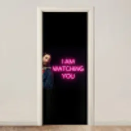 Man - Tekst - Neon deurposter klein -3d_beige