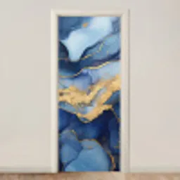 Marmer - Blauw - Goud - Abstract deurposter klein -3d_beige