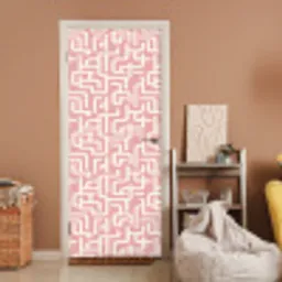 Doolhofpatroon - Roze - Wit - Abstract deurposter klein 289 -sfeer1