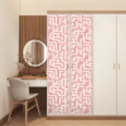 Doolhofpatroon - Roze - Wit - Abstract deurposter klein 289 -sfeer3