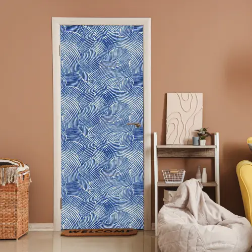 Modern - Abstract - Blauw deurposter klein 289 -sfeer1