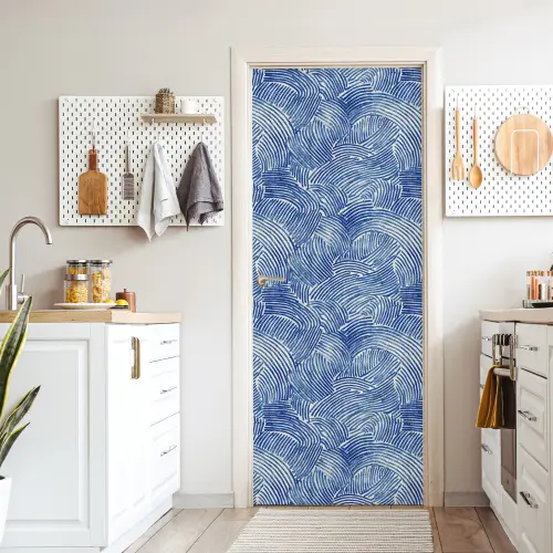 Modern - Abstract - Blauw deurposter klein 289 -sfeer5