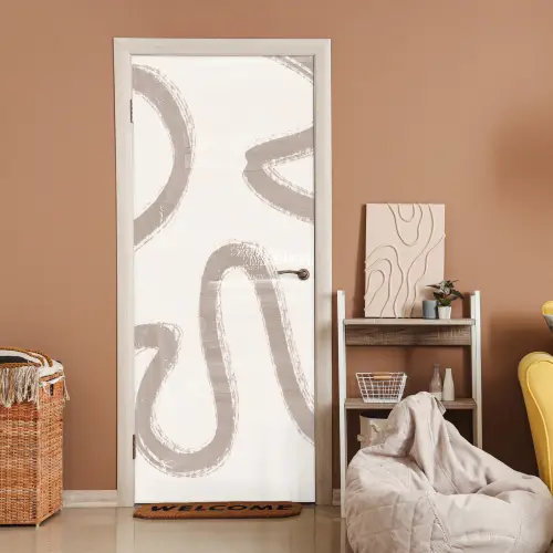 Moderne kunst - Beige - Abstract deurposter klein -sfeer1