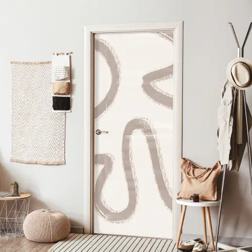 Moderne kunst - Beige - Abstract deurposter klein -sfeer6