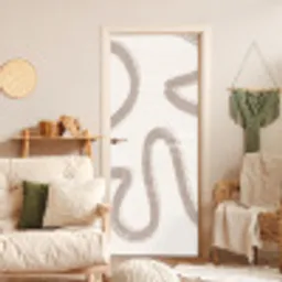 Moderne kunst - Beige - Abstract deurposter klein -sfeer2