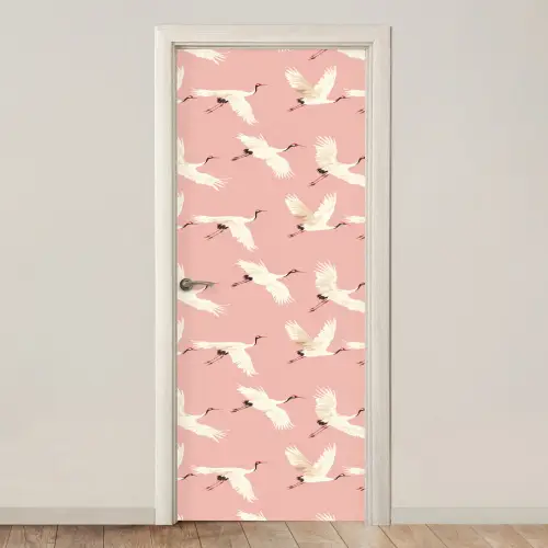 Modern - Kraanvogels - Roze deurposter klein 289 -3d_beige