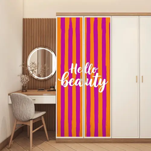 Modern - Hello - Oranje deurposter klein -sfeer3