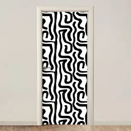 Modern - Lijnen - Zwart deurposter klein 289 -3d_beige