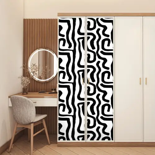 Modern - Lijnen - Zwart deurposter klein 289 -sfeer3