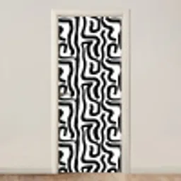 Modern - Lijnen - Zwart deurposter klein 289 -3d_beige