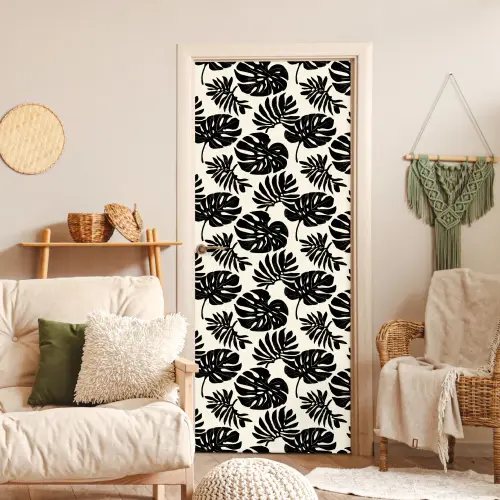 Modern - Monstera - Zwart deurposter klein 289 -sfeer2